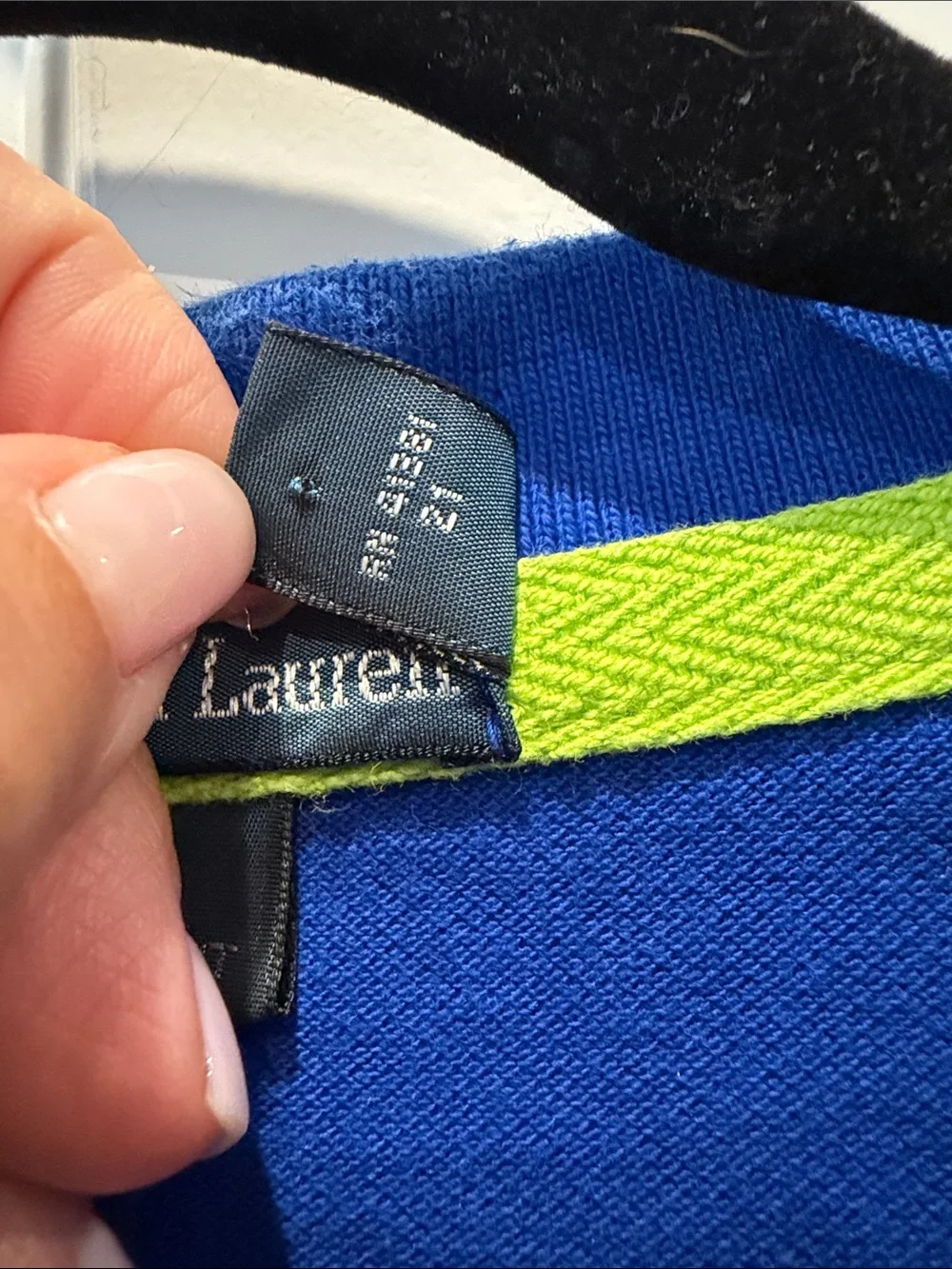 Polo Ralph Lauren Blue Polo with Green Logo and Yellow Placket size medium golf
